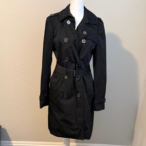 Coach Leatherwear Charcoal Double-Breasted Trench Coat